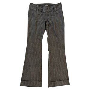 Spacegirlz Y2K Vintage Pin Striped Extra Low Rise Flare Pants Trousers Size 7